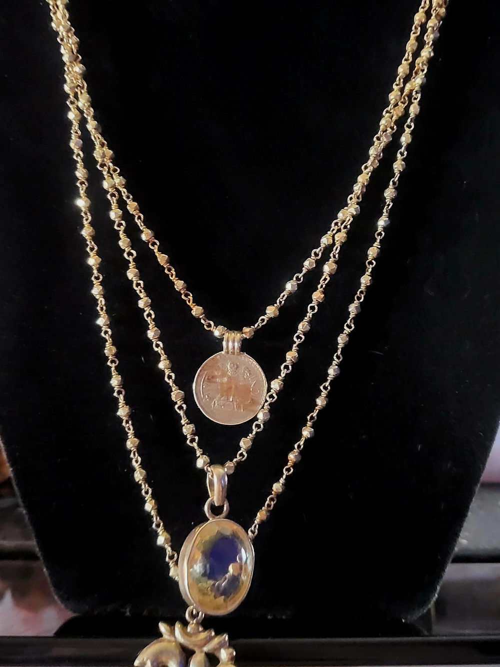 One Of A Kind Safia Day Vermeil Multi Strand Necklace Coin, Citrine, Charm